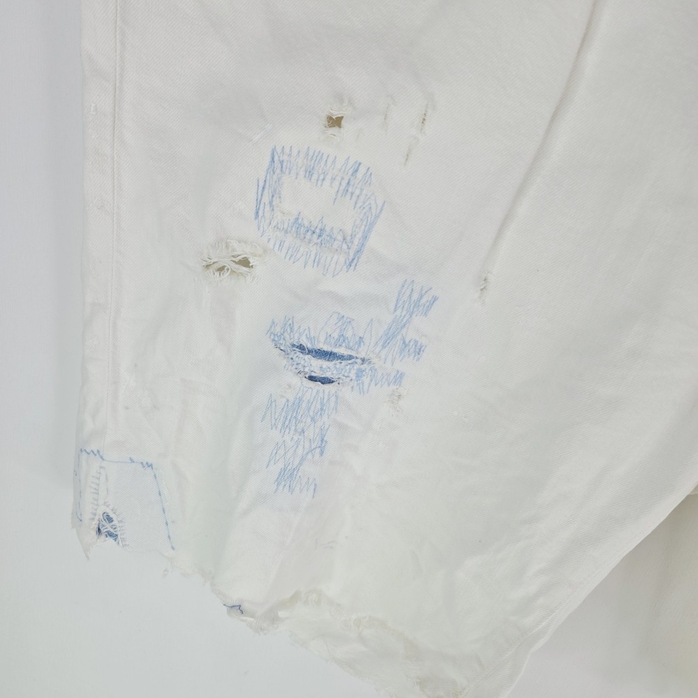 Polo Ralph Lauren Hampton Relaxed Straight White Denim Distressed Shorts Size 46 - Picture 5 of 16